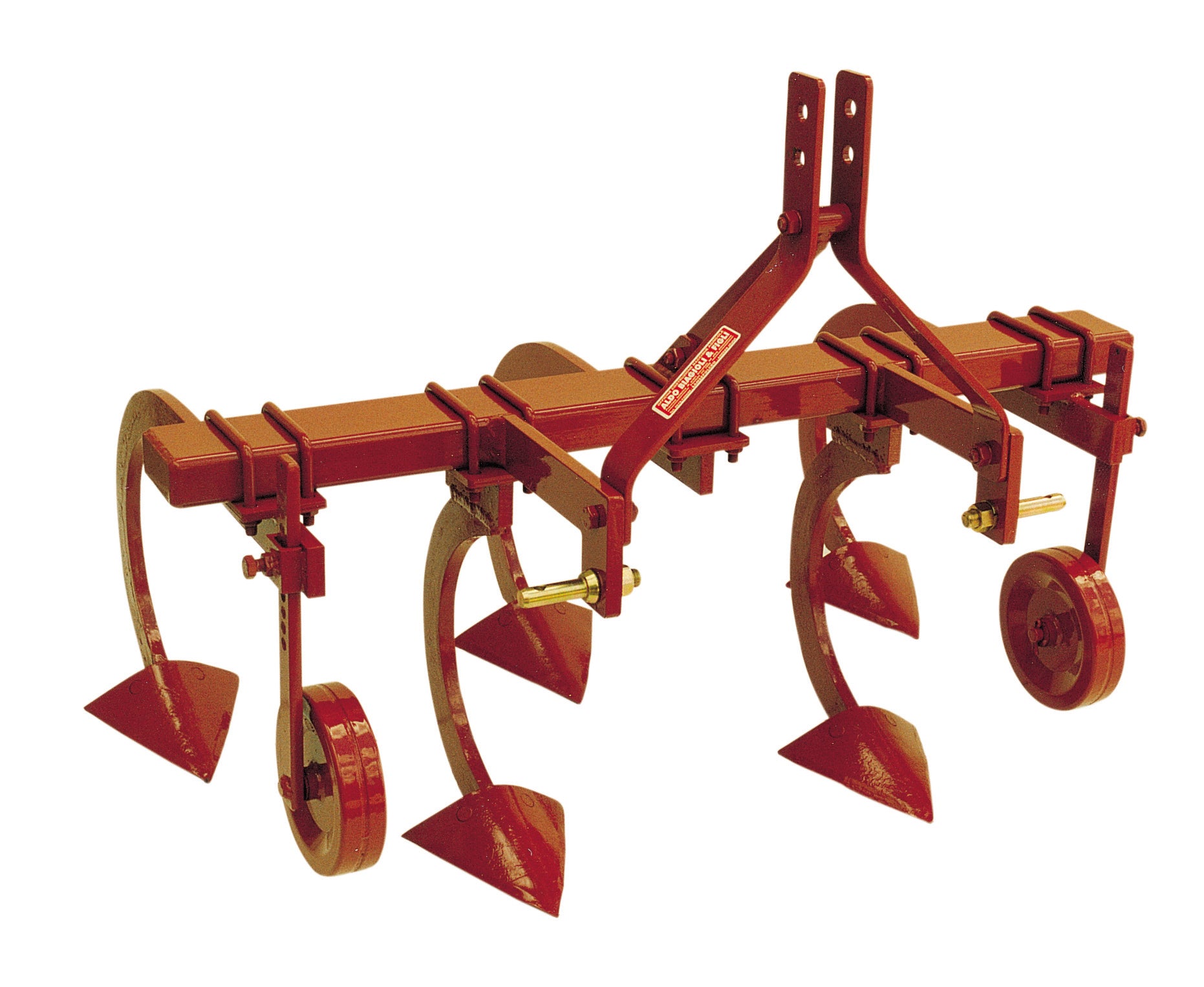 Estirpatore con attacco a 3 punti e ruotini di controllo profondità marca Aldo Biagioli modello ET