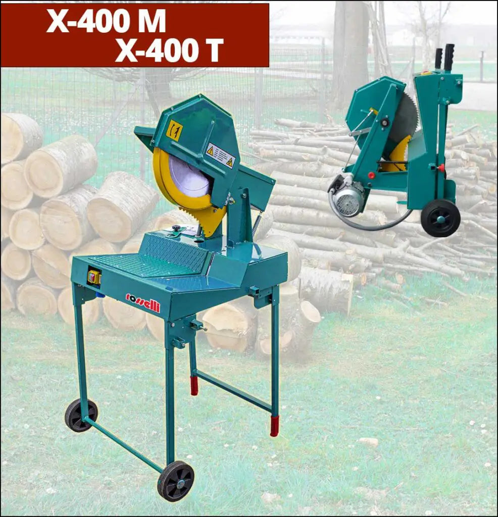 Sega circolare elettrica richiudibile e trasportabile da 3 HP marca Rosselli modello X400